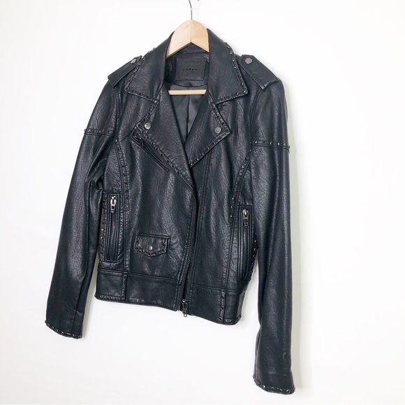 Blank NYC, black studded, vegan leather motorcycle jacket - Picture 9 of 12